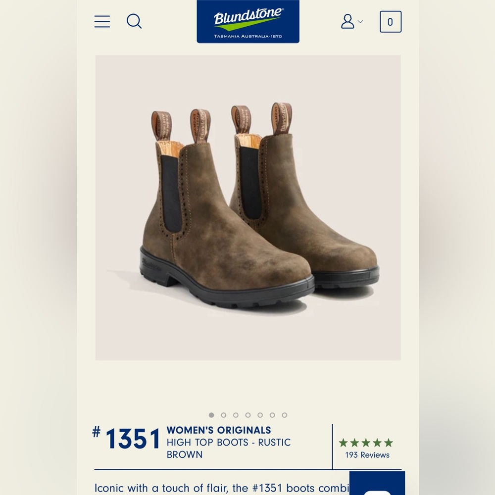 Blundstone Women’s size 7 high top Original boots style #1351